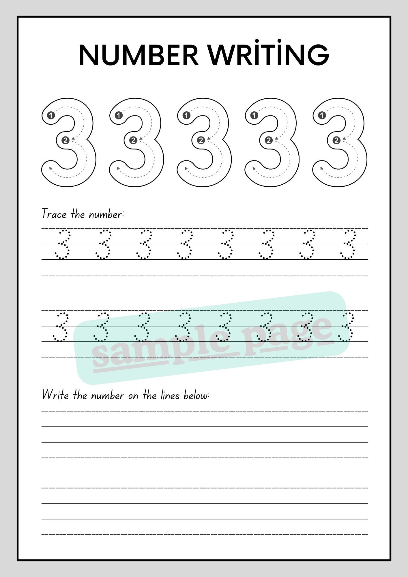 Number Writing 1 to 10 Worksheet | 10 PAGES | Tracing Worksheets for ...