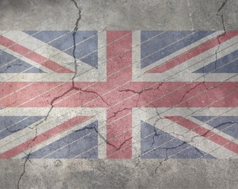 Union Jack Model Display Base: Concrete Texture, HD Foamex Print