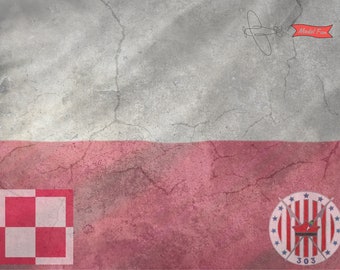 Polish Flag Model Display Base: Kosciuszko Squadron Badge, HD Foamex Print