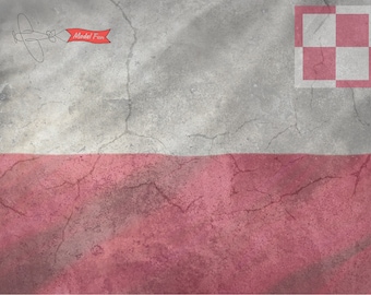 Polish Flag Model Display Base: Concrete Texture, HD Foamex Print