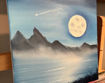 Peinture à l'huile originale bleu clair de lune