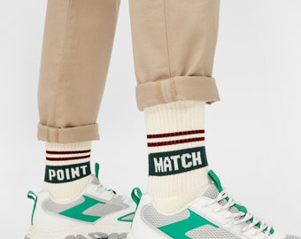 Calcetines Match Point - Bio-Socken, weiße Tennissocken mit Schriftzug