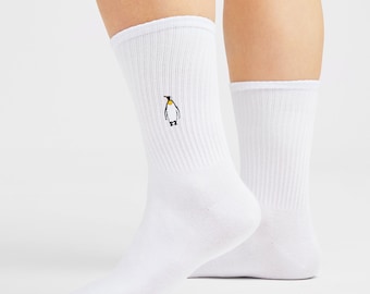 Sokken Pinguin - Bio-Socken met Pinguinmotiv, Tennissokken met Pinguin-Stickerei