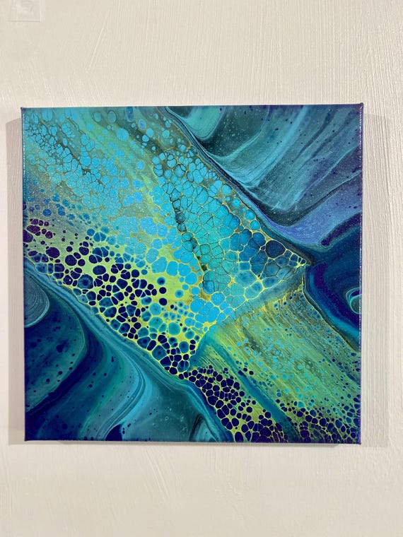 海の抽象画 アクリル画 正方形 注文 風景画 海 テクスチャーアート