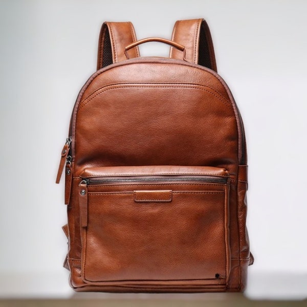 Genuine Leather Backpack, Leather Laptop Bag, Full Grain Leather Backpack, Laptop Backpack, Large Capacity Backpack, Gift For Him