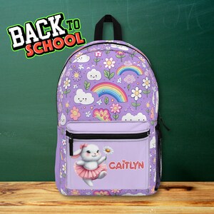 Custom Rainbows and Flowers Backpack | Personalized Backpack, Back to school, Custom backpack, Bookbags, Personalized Gifts