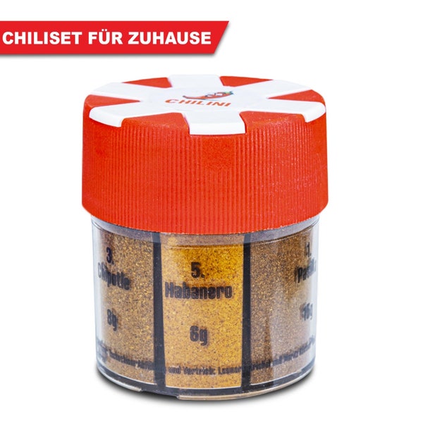 Chilini® Scharfes Chili Gewürze Streuer  (bis1000000 SCOVILLE) - 6 Sorten Chilipulver, für jede Küche und zum Grillen! Ideal für Hobbyköche