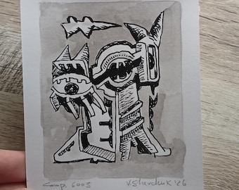 Comp. 6003 - Original Abstract Ink Drawing on Paper