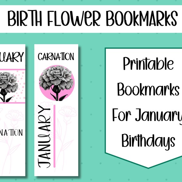 Bookmarks Printable Birth Flower Bookmarks Printable Bookmark Floral Bookmarks Flower Bookmarks Birth Flower Bookmark digital