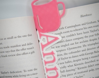 Custom 3D Name & Coffee Mug Bookmark, 3D Printed Coffee Lover Gift, Custom Gift for Tea Drinkers, Gifts for Bookworms