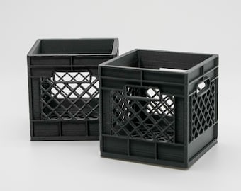 Miniature 3D Milk Crate Trinket, Unique Novelty Decor, Tiny Storage Box, Cute Shelf Display, Collectible Mini Crate, Miniature Prop