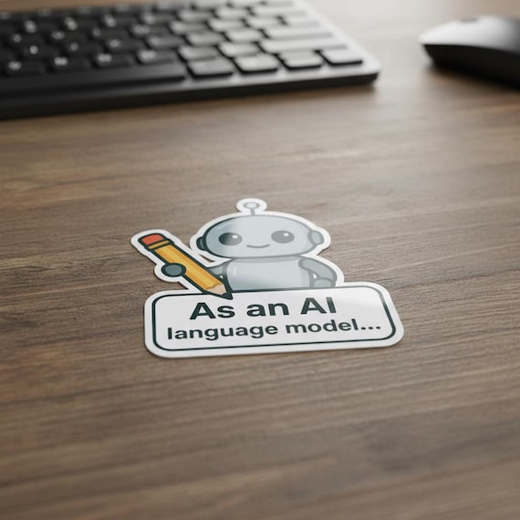 As an AI Language Model... | ChatGPT, AI, LLM Robot Meme Vinyl Sticker | Premium Vinyl Sticker | Holographic Sticker