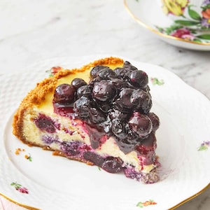 Ricetta della cheesecake ai mirtilli in formato PDF • Scheda dessert stampabile • Download immediato e facile