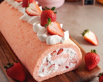 Receta de rollo suizo de fresa: Descarga digital