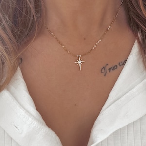 Star of Bethlehem necklace, star pendant, celestial pendant, gift for her, Mother&#39;s Day gift, religious, Jesus Christ, cross