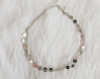 Pulsera tobillera plata brillante