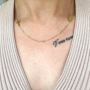 Jesus cross necklace, religious jewelry, Christian jewelry, miraculous medal, Saint Mary jewelry, gold-plated stainless steel, gold-plated jewelry