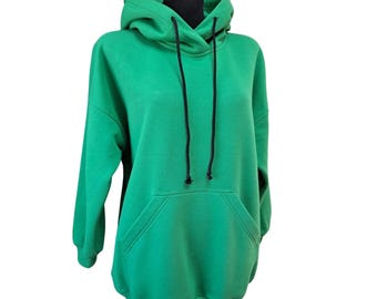 Sudadera con capucha de gran tamaño hecha a mano, jersey cálido para mujer, sudadera acogedora con bolsillo de canguro, ropa de estar por casa con capucha de polar