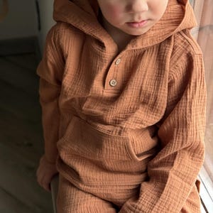 Toddler Muslin Outfit – Boys Organic Cotton 2-Piece Set | Lightweight Lounge Wear | Boho Kids Clothing for Ages 2 to 9 Years