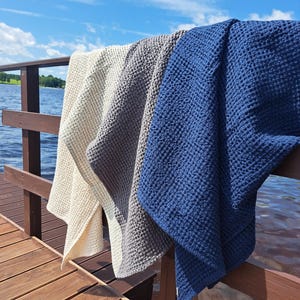 Handmade Linen Cotton Waffle Baby Blanket: Neutral Nursery Quilt