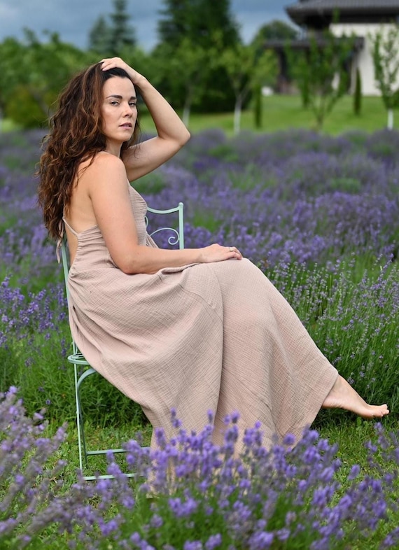 white christmas dresses Flower Hammered Gauze Maxi Dress