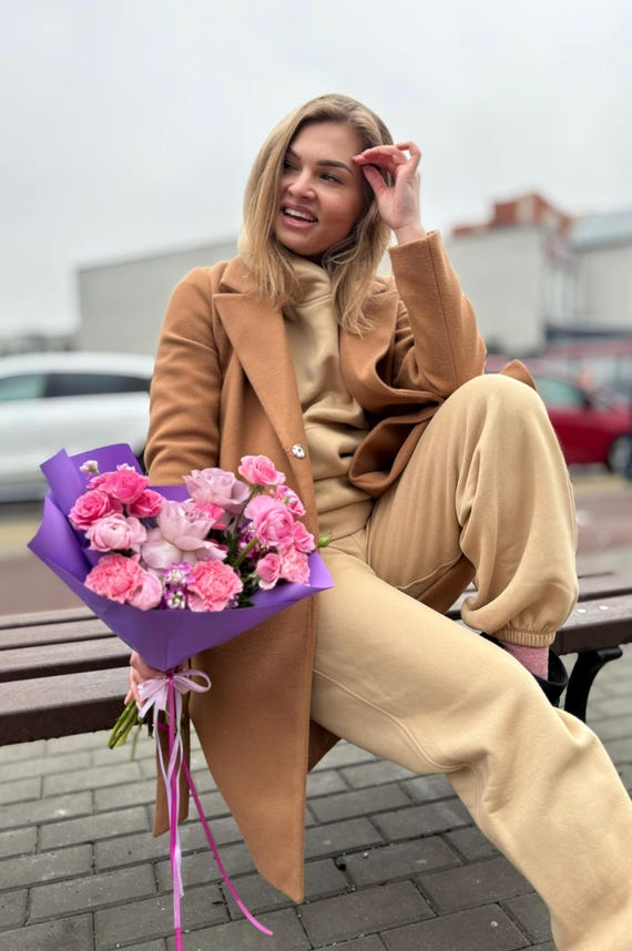 Beige Hoodie and Joggers Set Women's 2-piece Cotton Loungewear