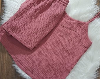 Handmade Dust Pink Muslin Pajama Set | 100% Organic Cotton Sleepwear