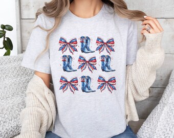 American Girl Shirt, Vintage Western Shirt, Cowboy Boot Shirt, Amerikaans Shirt, 4 juli Shirt, Patriottisch Shirt, Western Coquette Shirt