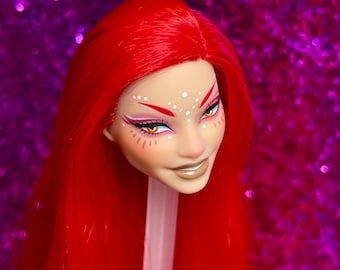 Red mermaid Alec full face repaint OOAK