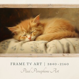 Samsung Frame TV Art Cat | Spring Frame TV Art Cat | Spring Artwork for Frame Tv | Vintage Tv Art