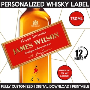 Whisky Label Replica, Custom Johnnie Walker Label, Personalized And Printable Template, Digital Download Bottle Label, Birthday, 750ml