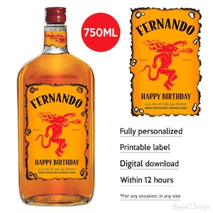 Cinnamon Whisky Label, Custom Whisky Label, Personalized Template, Digital Download Whisky Bottle Label, Gift, Birthday, Wedding, 750ml