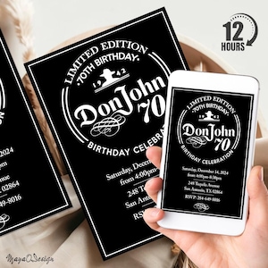 Don Julio 70th Anniversary Birthday Invitation, Don Julio Card, Personalized Invite Template, Digital Download Tequila Birthday Invitation