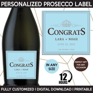 Prosecco Label Replica, Custom Sparkling Wine Label, Personalized Template, Digital Download Printable Bottle Label, Gift Birthday, Wedding