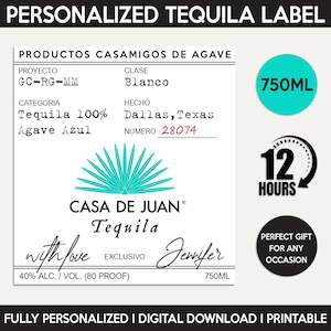 Casamigos Tequila Label, Custom Tequila Label, Personalized Template, Digital Download Casamigos Bottle Label, Birthday, Wedding, 750ml