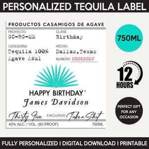 Casamigos Tequila Label, Custom Tequila Label, Personalized Template, Digital Download Casamigos Bottle Label, Birthday, Wedding, 750ml