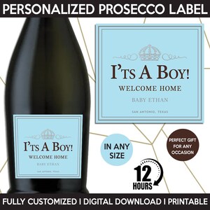 Prosecco Label Replica, Custom Sparkling Wine Label, Personalized Template, Digital Download Printable Bottle Label, Gift Birthday, Wedding
