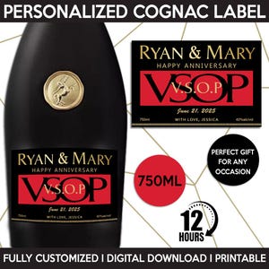 Custom Cognac Label, Liquor Label Replica, Personalized And Printable Template, Digital Download Cognac Bottle Label, Gift Birthday, Wedding