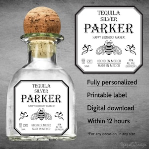 Mini Patrón Tequila Label, Custom Tequila Label, Personalized Template, Digital Download Patron Bottle Label, Birthday, Wedding, 50ml