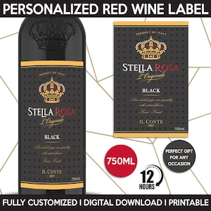 Wine Label Replica, Custom Red And White Wine Label, Personalized Template, Digital Download Printable Bottle Label, Gift Birthday, Wedding