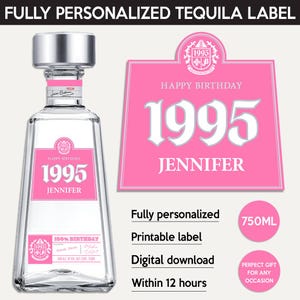 1800 Tequila Silver Label, Custom Tequila Label, Personalized Template, Digital Download 1800 Tequila Bottle Label, Birthday, Wedding, 750ml