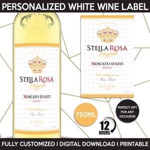 Wine Label Replica, Custom Red And White Wine Label, Personalized Template, Digital Download Printable Bottle Label, Gift Birthday, Wedding
