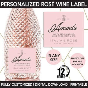 Prosecco Label Replica, Custom Sparkling Italian Wine Label, Personalized Template, Digital Download And Printable Rosé Wine Bottle Label