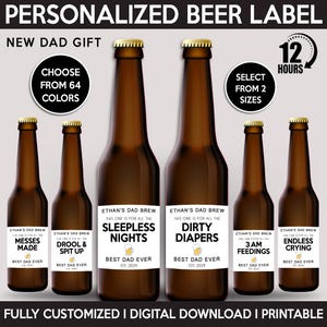 Custom New Dad Beer Label, First Father's Day Gift, Personalized Template, Digital Download And Printable Label, Baby Beer Label, Fatherhood