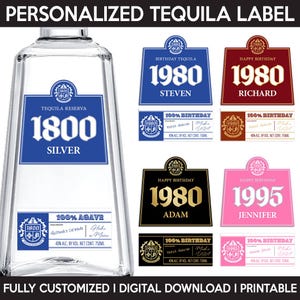 1800 Tequila Silver Label, Custom Tequila Label, Personalized Template, Digital Download 1800 Tequila Bottle Label, Birthday, Wedding, 750ml