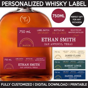 Whisky Label Replica, Custom Bourbon Whisky Label, Personalized Template, Digital Download Bottle Label, Gift For Birthday, Wedding, 750ml