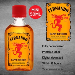 Cinnamon Whisky Mini Label, Custom Whisky Label, Personalized Template, Digital Download Whisky Bottle Label, Birthday, Wedding, 50ml