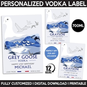 Custom Vodka Label Replica, Personalized Printable Template, Digital Download Vodka Bottle Label, Gift For Birthday, Wedding, Anniversary