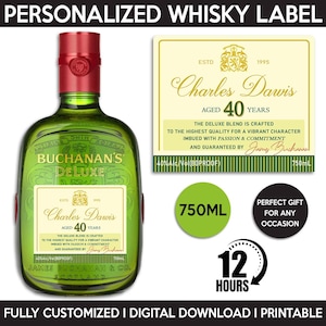 Custom Whisky Label Replica, Personalized And Printable Template, Digital Download Whisky Bottle Label, Gift, Birthday, Wedding, Anniversary
