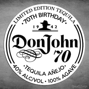 Don Julio 70th Anniversary Label Replica, Don Julio Jar Label, Personalized Template, Digital Download Tequila Bottle Label, Gift, Present